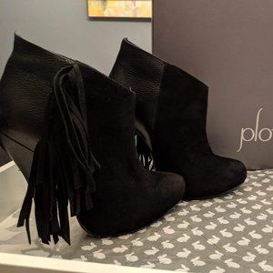 Plomo "Andie" black fringe bootie(suede & leather)